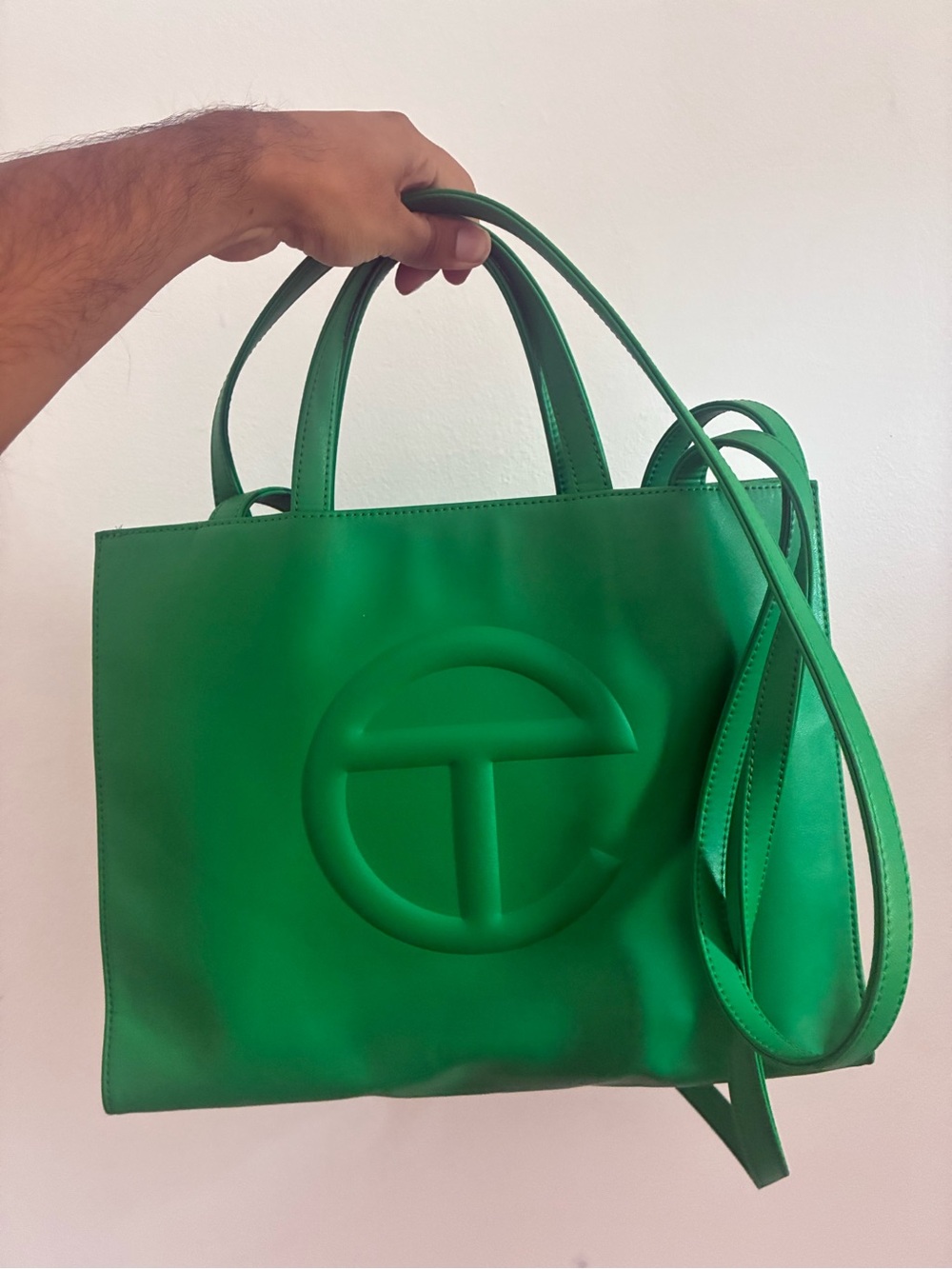 Telfar Green Small Shopping Tote with Embossed Logo